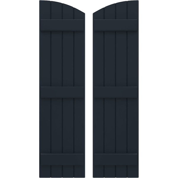 Ekena Millwork Americraft 4-Board (3 Batten) Wood Joined Board-n-Batten Shutters w/Ellipt Top, ARW401BE414X77OBH, PR ARW401BE414X77OBH - main